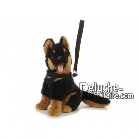 Achat peluche chien police assis marron 33cm. Peluche personnalisée.