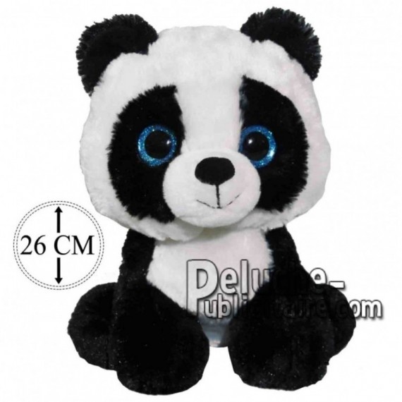 Achat peluche panda noir 26cm. Peluche personnalisée.