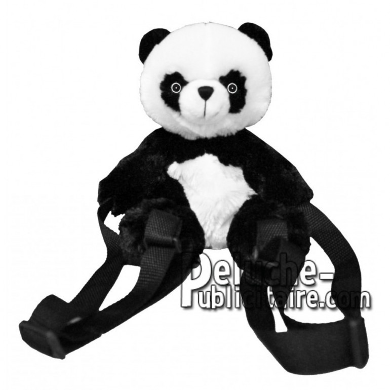 Achat sac à dos panda noir 25cm. Peluche personnalisée.