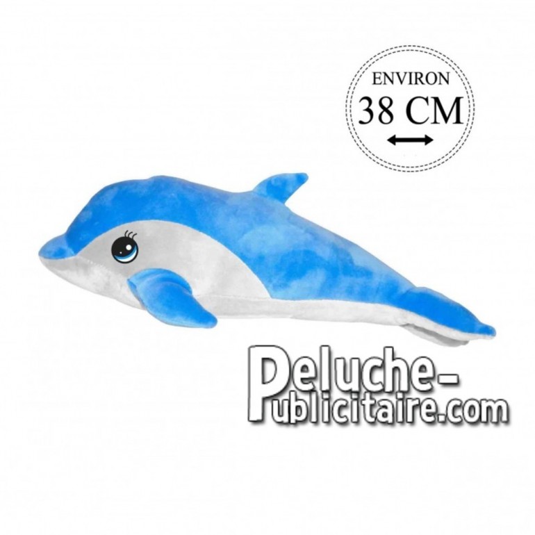 Achat peluche dauphin bleu 38cm. Peluche personnalisée.