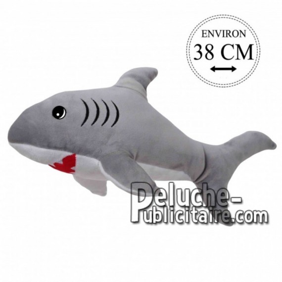 Achat peluche requin gris 38cm. Peluche personnalisée.
